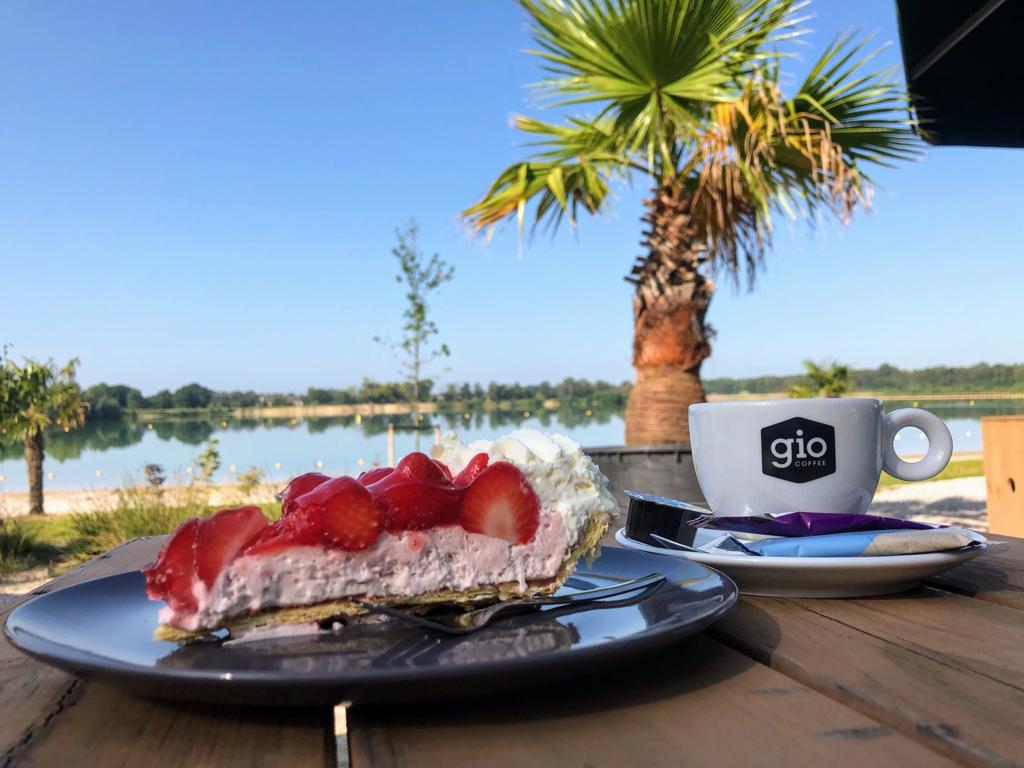 Koffie met vlaai met uitzicht op Het Blauwe Meertje